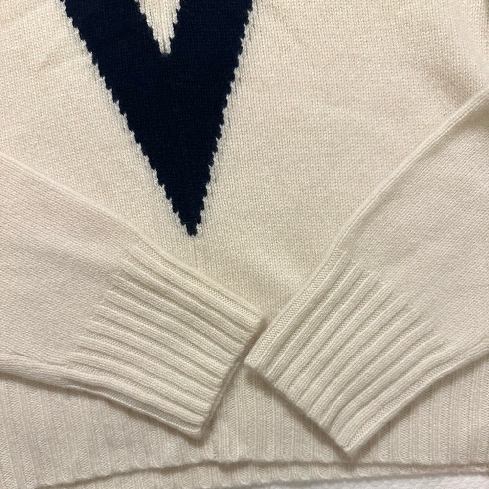 Tory Burch Tory Sport Cashmere Chevron Turtleneck - Ivory/Navy - Picture 7 of 9